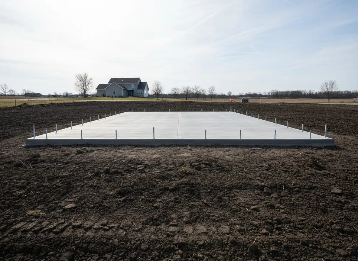 Two-car garage slab in Bloomington